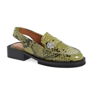 Ganni Patent Sling Back Mule Loafers